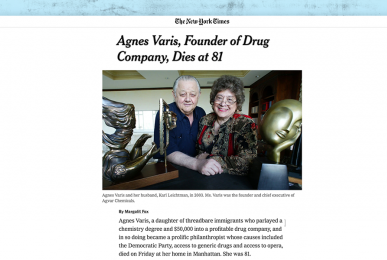 The New York Times article: Agnes Varis, Founder of Drug Company, Dies at 81