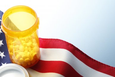 USA flag with generic medicines